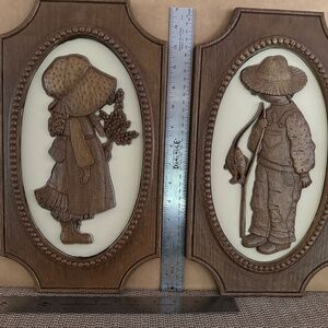 Holly Hobbie and Robby Hobbie wall plaque pair
